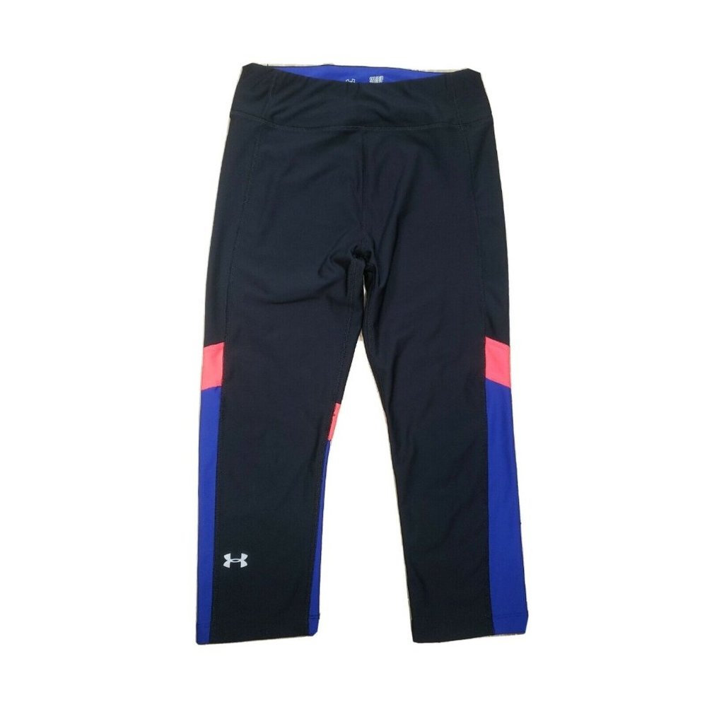 Under Armour Tight Compression Leggings Crop Capri SMALL Blue Black Heatgear